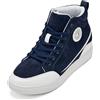 CALTO Scarpe da Uomo Invisibili, Altezza Crescente, con Lacci, in Velluto a Coste, Altezza 6,6 cm, Blu Navy Suola Bianca, 45 1/3 EU