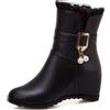 Lroey Reoly Stivaletti da Donna con Zeppa, Stivaletti da Festa Punta Rotonda Tacco Medio Stivali Corti Zip, K14725Xu Nero Numero 33 EU