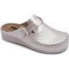 LEON 5001 Zoccoli Sabot Pantofole Scarpe di Pelle, Donna, Perla, EU 41