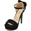 LarDorLin Donna Tacco a Spillos Estate Plateau Sandals Semplici Punta Aperta Sposa Damigella D'Onore Tacco Alto Bowknot Sandali Nero Numero 37 EU (38 Cn)