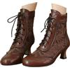 Generisch Stivaletti da donna vintage vittoriani, con lacci gotici, con tacco medio, cavaliere, scarpe con tacco a spillo classico