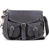 Catwalk Collection Handbags - Borsa a Tracolla Messenger in Pelle Media - Borsa a Spalla Donna - Cartella da Giorno Formato A5 - Courier - Nero