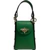 Modarno mini borsa in Vera pelle dollaro con chiusura a moschettone a forma di ape, borchie laterali, catena metallica rimovibile, manico in pelle (Verde Smeraldo)