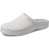 Fly Flot | Man Professional, Zoccoli Sanitari Uomo, Ciabatta con Tomaia in Pelle Forata, Sottopiede in Pelle Scamosciato, Bianco, 40