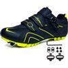 Treer Scarpe Ciclismo Unisex Scarpe MTB Uomo Donna, Traspiranti Scarpe da Equitazione Scarpe MTB Road SPD Scarpe Ciclismo Strada con Blocco Pedale Scarpe da Ciclismo da Bici 36-83 EU Nero Marina