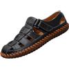 Generic Sandali da uomo estivi in pelle per la spiaggia, punta chiusa, per piedi nudi, da viaggio, per le vacanze, per il tempo libero, scarpe estive leggere, antiscivolo, da esterno, slip-on, comode scarpe