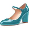 Castamere Donna Medio Chunky Blocco Tacco Heel Rotonda Punta Pumps Mary Jane Cinturino alla Caviglia Ufficio Feste Dress Scarpe 8.5 CM Heels Turchese Verde 39 EU