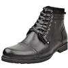Jamron Uomo Vera Pelle Occidentale Vintage Derby Stivali Cerniera Lampo Stivaletti Nero SN01730 EU40