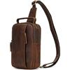 newsbirds Borse Petto Borsa Crossbody Pelle Zaino Spalla Monospalla Pelle Marsupio Zainetto Piccolo Sling Bag Borsello a Tracolla per Uomo Viaggio Trekking Camminare, 9332 marrone