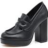IF Fashion Scarpe Mocassini Décolleté Decollete da Donna con Tacco Largo 11cm e Plateau MP361 Nero N.40