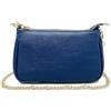 Chicca Borse Borsetta da donna in pelle, borsa a tracolla clutch pochette (Blu)