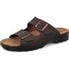 Fly Flot Agugliaro, Ciabatte Uomo in Pelle, con Doppia Fibbia regolabile, Sottopiede in Pelle, Marrone Scuro, 45