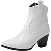 Lroey Reoly Stivaletti da Donna con Tacco a Blocco, Stivali da Cowboy Moda Zip Stivali Corti Tacco Alto Appuntito Polacchine 431 Bianco Numero 40 EU