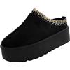 Toocool Sabot Scamosciati Donna Pelliccia Interna Flatform Zeppa Caldi H-3 [B310 Nero,38]