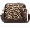 BITUOR Borsa a tracolla con stampa leopardata, 23 x 18 x 8 cm, finiture in pelle nera, accento nappa, tracolla regolabile, Cioccolato, free