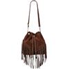 Modarno Borsa a Secchiello in Pelle Scamosciata con Frangia 26x13x26 cm