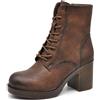 IF FASHION Stivaletti Tronchetti Anfibi da Donna In Pelle Sintetica Con Tacco Grosso WZ688-100 brown N.36