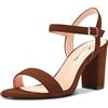 Castamere Donna Chunky Blocco Alto High Tacco Heel Cinturino alla Caviglia Sandali Aperte sulla Punta Fibbia da Matrimonio Ufficio Dress 8.5 CM Heels Marrone Scamosciato 35 EU