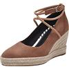Lroey Reoly Décolleté Donna, Espadrillas Zeppa Moda Scarpe da Festa Tacco Alto Appuntito Criss Cross Strap con Plateau Marrone Numero 36 EU