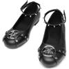 Gothniero Ballerine da donna nere carine ballerine gotiche da donna, eleganti e comode, con borchie e cinturino regolabile, senza lacci, scarpe da donna 3UK-8UK