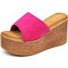 IF Fashion Sandali Zatteroni Ciabatte Zeppa Zeppe Fascia da Donna Estivi 23018 Fuxia N.37