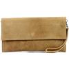 modamoda de T151/M151 - Borsetta italiana tipo pochette, in pelle scamosciata o pelle dall'effetto metallizzato, Beige (beige.), Small