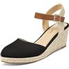PIZZ ANNU Sandali Donna con Zeppa Espadrillas Estivi Platform Scarpe con Tacco Plateau Sandalo con Punta Chiusa Comodi Eleganti Nero EU 37