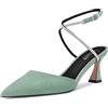 Castamere Donna Spillo Medio Tacco Heel Cinturino Incrociato Diamante Cristallo a Punta 6.5 CM Heels