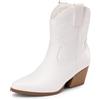 DREAM PAIRS Stivali Western Donna Ricamati | Tacco Largo 6 cm, Punta Appuntita, Ricami Eleganti, Soletta Lattice 4mm, Tiraggio Facile per Lavoro e Feste