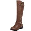 Lroey Reoly Stivali da Donna a Metà Polpaccio con Tacco a Blocco, Stivali da Equitazione Tacco Medio Boots Zip 092 Marrone Numero 44 EU
