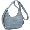 LAKCFSN Borsa a Spalla Donna con Strass, Hobo Bag Elegante in Pelle PU con Tracolla Regolabile, Borsetta a Mezzaluna per Cerimonia e Uscite, Blu