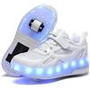 Rolltongoz Scarpe Ragazza da Ragazzo con Ruote, Scarpe con luci,2 in 1 per Bambini, con rotelle, per Skateboard, Sneakers,Bianco,39EU