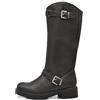 IF Fashion Scarpe Stivali da Donna Al Polpaccio Biker Motociclista Con Fibbie Anfibi YG883 nero N.36*