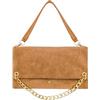 QUEEN HELENA Borsa a Spalla in Suede Borsetta con Tracolla Rimovibile Donna LW193 (Marrone)