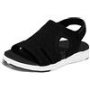 ilbcavne Sandali Aperti Donna Comfort Naturale, Sandali Estivi Donna con Zeppa Ortopedici, Slip-On Ultra Leggere Sandali da Donna Elasticizzati con Bocca di Pesce, Mesh Morbida Scarpe p(Size:37EU,Color:black1)