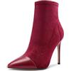 Castamere Donna Allungare Polacchine Tacco a Spillo 10CM Alto Tacco Stivali Rosso Borgogna Scamosciato Scarpe EU 37