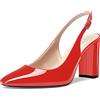 NobleOnly Donna Alto High Chunky Blocco Tacco Heel Chiusa Quadrata Punta Slingback Pumps Slip-on Cute Dress Ufficio Scarpe 8.5 CM Heels Rosso 42 EU