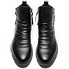 VAVENI Stivali vintage da uomo in pelle, stivali da cavaliere, scarpe da uomo antiscivolo con doppia zip, 38-48(nero,39)