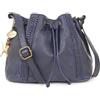 Catwalk Collection Handbags - Borsa Tracolla Media da Donna in Pelle - Borsa a Secchiello con Coulisse - Tracolla Regolabile - Francesca - Blu