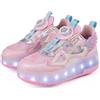 Mateju Scarpe con Rotelle da Bambina, Pattini a Rotelle Retrattili Automatici, Skateboard Sneakers Scarpe Sportive con Rotelle Doppia, Scarpe da Ginnastica Lucide Moda per Bambini