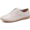 sekiueo Scarpe Oxford da Donna con Punta Liscia Stringate in Pelle Casual da Lavoro E da Ufficio,Beige,41 EU