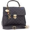 Catwalk Collection Handbags - Borsa a Tracolla con Manico per Donna in Vera Pelle Trapuntata - Borsa a Mano Media - Hayley - Nero