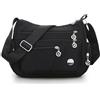 Qurlon Borsa a tracolla da donna, in nylon, impermeabile, multitasche, borsa a tracolla da viaggio per tutti i giorni, Nero , 3.9 x 10.6 x 7.9 inches