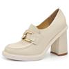IF Fashion Scarpe Mocassini Décolleté Decollete da Donna con Tacco Largo e Plateau 9821 Beige N.36
