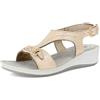inblu Sandali Donna a Fascia con Catena, Chiusura Regolabile con Cinturino, Plantare Imbottito e Zeppa di 3,5cm, Platino, 39