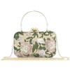 CRFASIBE Pochette Donna Elegante con Ricamo Floreale, Borsa da Sera Vintage | Pochette Kiss Lock con 120cm Catena, Clutch Piccola Stile Gioiello, per Matrimoni, Laurea, Cocktail e Cerimonie