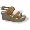 Frau Donna Scarpe 88N5 Sandali con Zeppa con Plantare in Pelle Marrone 38