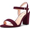Castamere Donna Chunky Blocco Alto High Tacco Heel Cinturino alla Caviglia Sandali Aperte sulla Punta Fibbia da Matrimonio Ufficio Dress 8.5 CM Heels Borgogna Rosso 35 EU