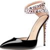 NobleOnly Donna Spillo Alto High Tacco Heel a Punta Pumps Cinturino alla Caviglia Two-Piece Fibbia da Matrimonio Sexy Dress Scarpe Nero 35 EU