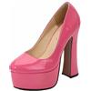 MUYEY Tacchi Alti da Donna, 14 CM Tacco Spesso Donna Slip on Décolleté A Spillo Scarpe con Punta Chiusa Scarpe con Plateau E Tacco Alto Taglie Forti Unisex,Rosa,46 EU